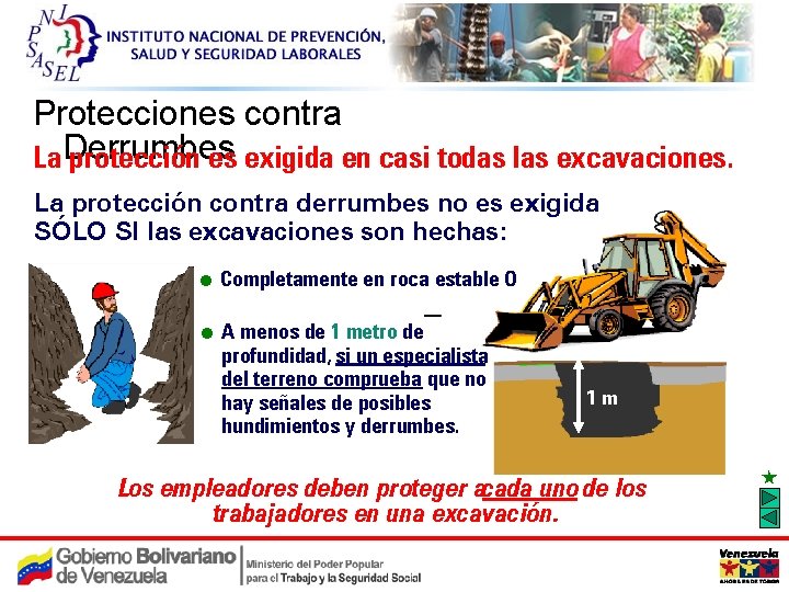 Confined Spaces C 9 Protecciones contra La. Derrumbes protección es exigida en casi todas