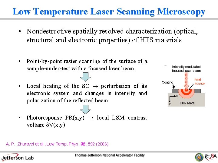 Low Temperature Laser Scanning Microscopy • Nondestructive spatially resolved characterization (optical, structural and electronic