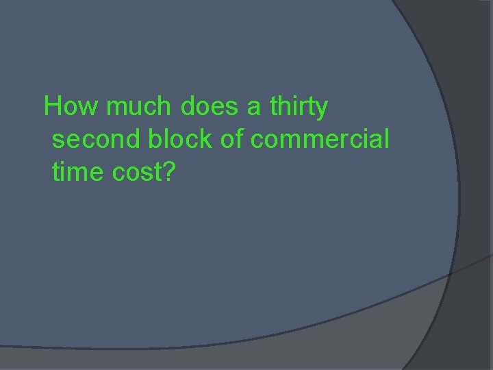 How much does a thirty second block of commercial time cost? 