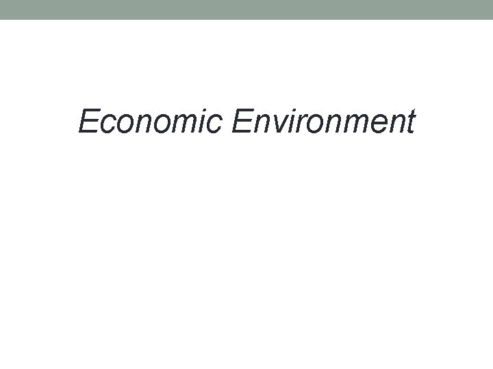 Economic Environment 