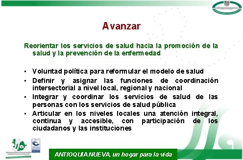 Avanzar Reorientar los servicios de salud hacia la promoción de la salud y la