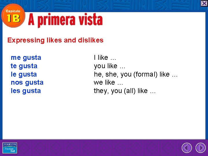 Expressing likes and dislikes me gusta te gusta le gusta nos gusta les gusta