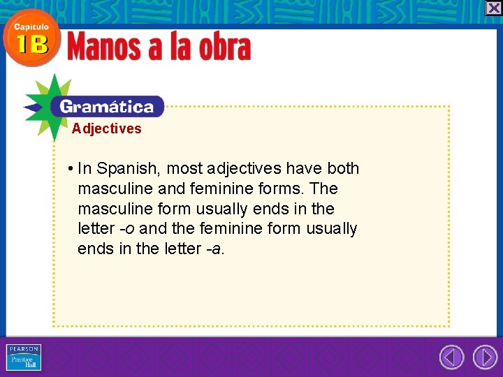 Adjectives • In Spanish, most adjectives have both masculine and feminine forms. The masculine