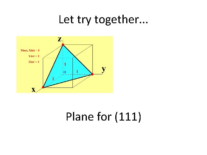 Let try together. . . Plane for (111) 