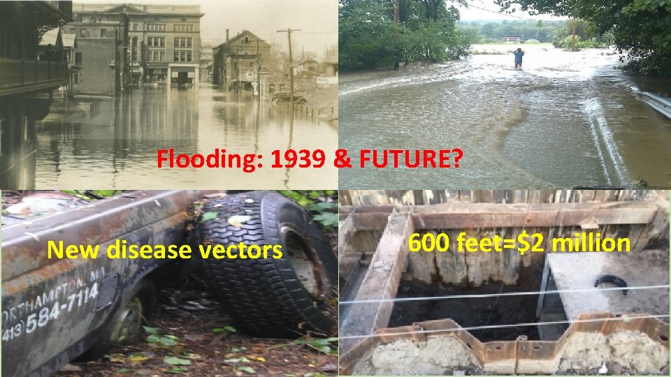 Flooding: 1939 & FUTURE? New disease vectors 600 feet=$2 million 