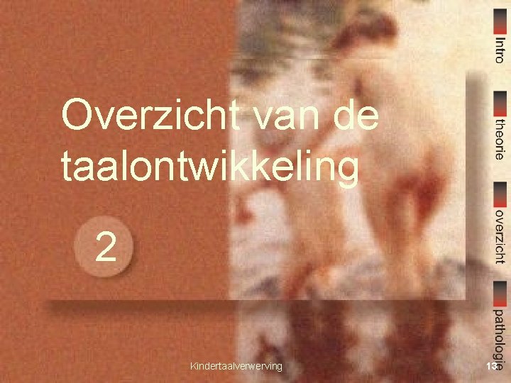 Overzicht van de taalontwikkeling 2 Kindertaalverwerving 13 