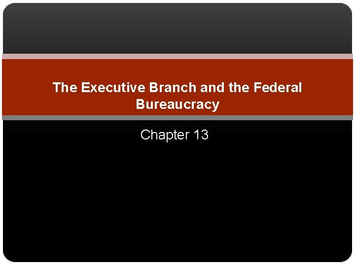 The Executive Branch and the Federal Bureaucracy Chapter 13 
