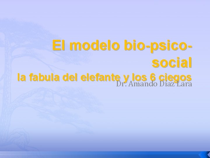 El modelo bio-psicosocial la fabula del elefante y los 6 ciegos Dr. Amando Díaz