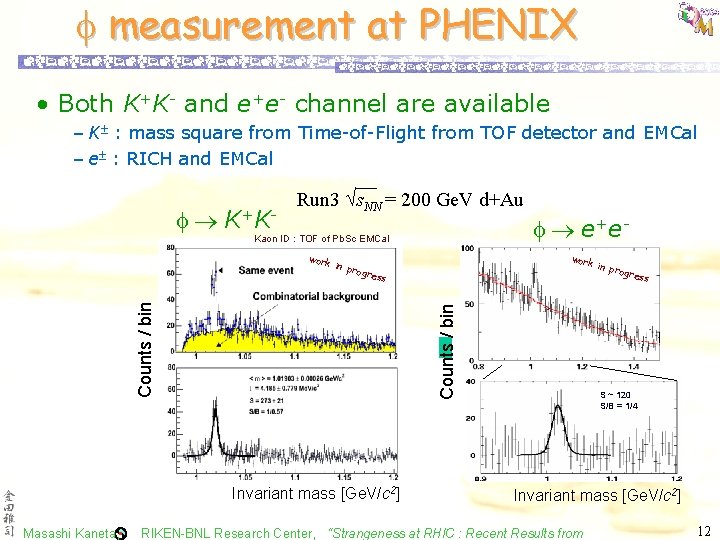  measurement at PHENIX • Both K+K- and e+e- channel are available – K