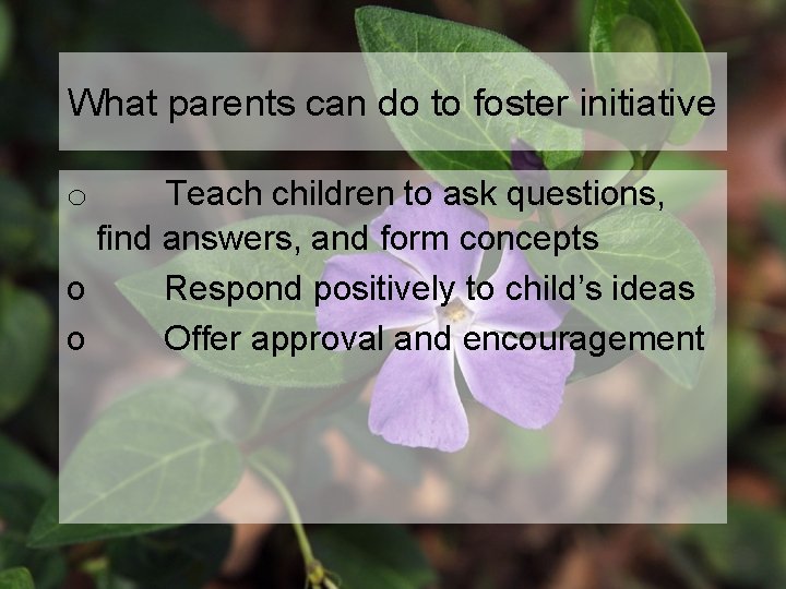 What parents can do to foster initiative Teach children to ask questions, find answers,