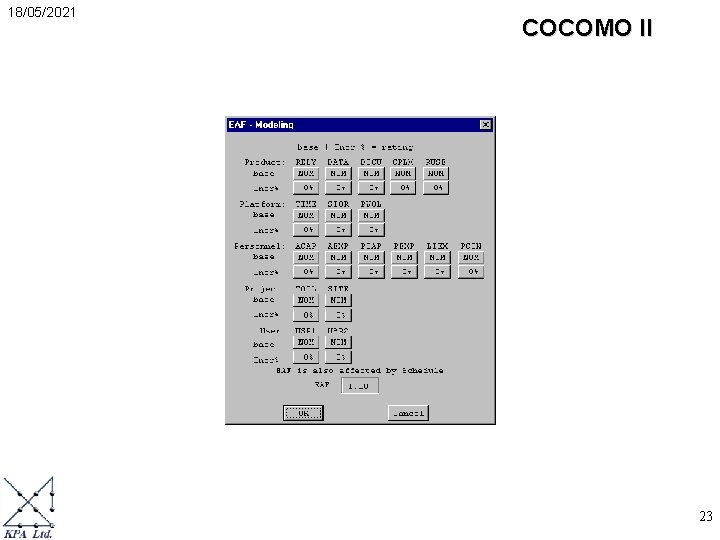 18/05/2021 COCOMO II 23 18/05/2021 COCOMO II 23
