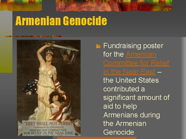 Armenian Genocide Fundraising poster for the American Committee for Relief in the Near East