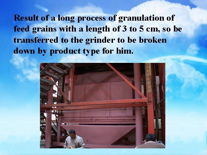 Result of a long process of granulation of feed grains with a length of