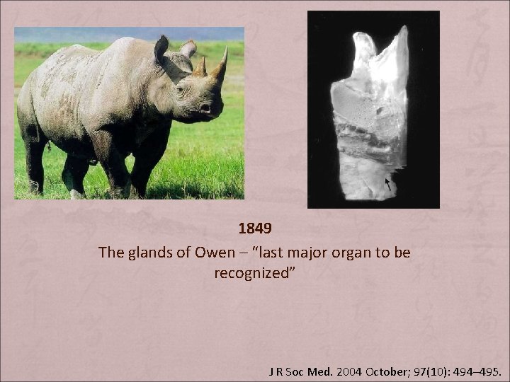 1849 The glands of Owen – “last major organ to be recognized” J R