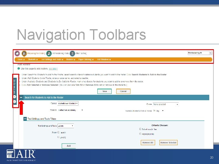 Navigation Toolbars 20 