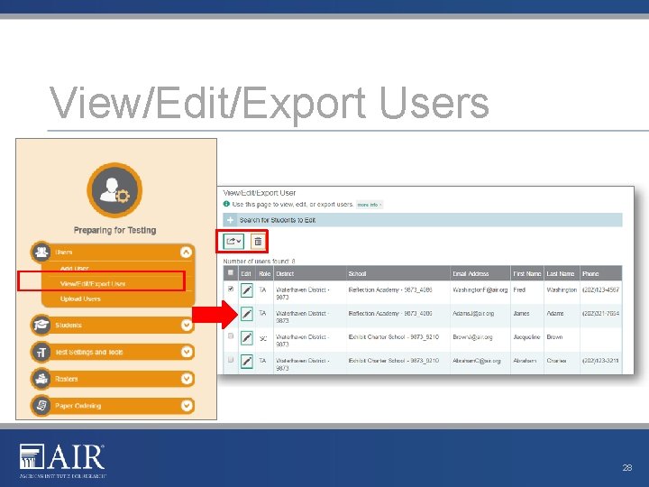 View/Edit/Export Users 28 