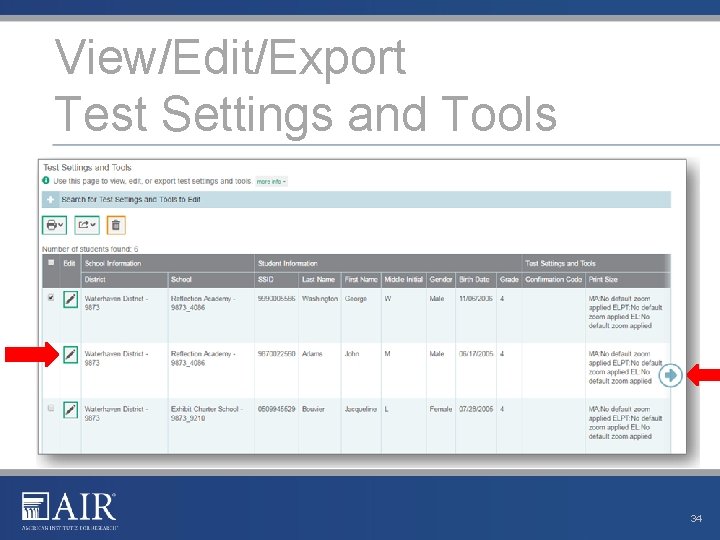 View/Edit/Export Test Settings and Tools 34 