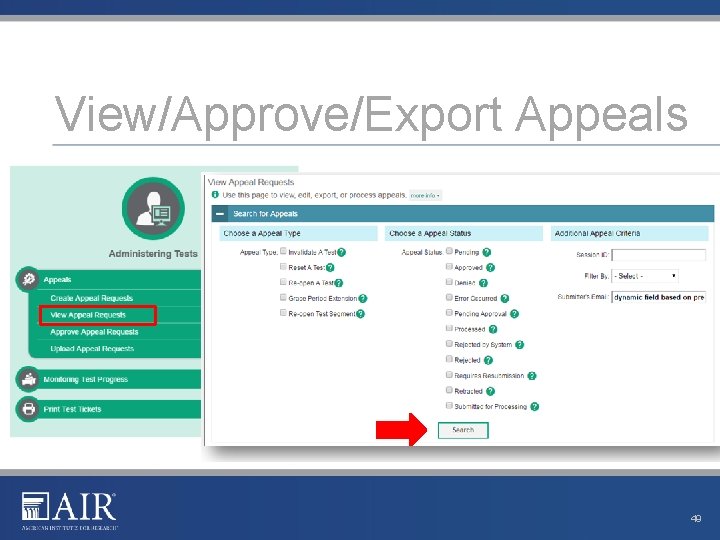 View/Approve/Export Appeals 49 