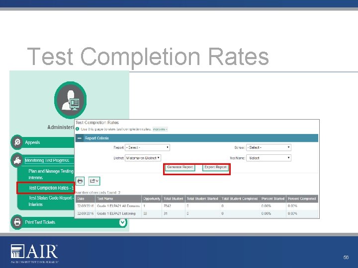 Test Completion Rates 56 