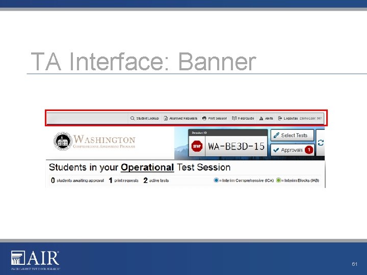 TA Interface: Banner 61 