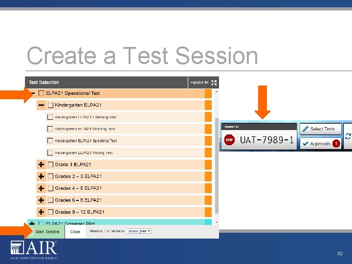 Create a Test Session 62 