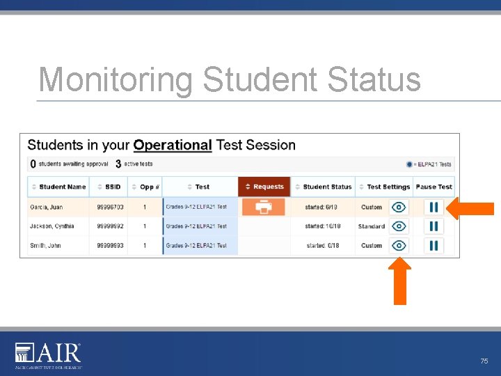 Monitoring Student Status 75 Monitoring Student Status 75