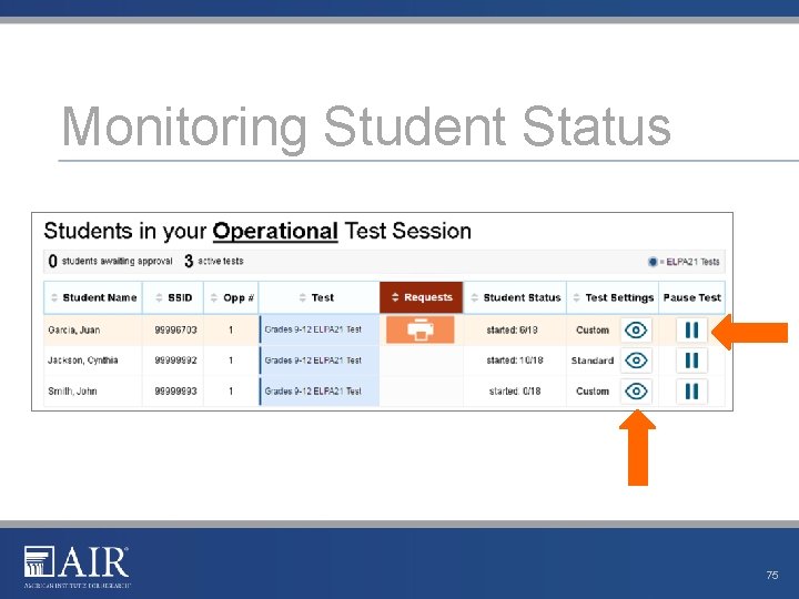 Monitoring Student Status 75 