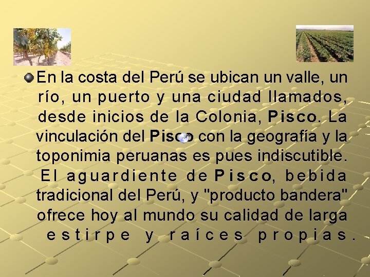 En la costa del Perú se ubican un valle, un río, un puerto y