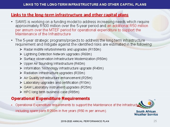 LINKS TO THE LONG-TERM INFRASTRUCTURE AND OTHER CAPITAL PLANS Links to the long-term infrastructure