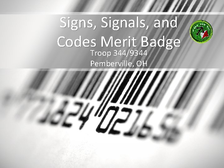 Signs, Signals, and Codes Merit Badge Troop 344/9344 Pemberville, OH 