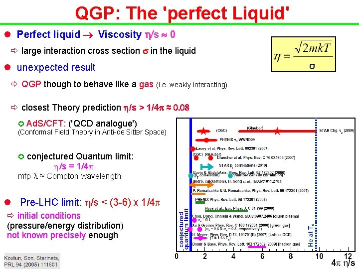 QGP: The 'perfect Liquid' l Perfect liquid ® Viscosity h/s » 0 ð large