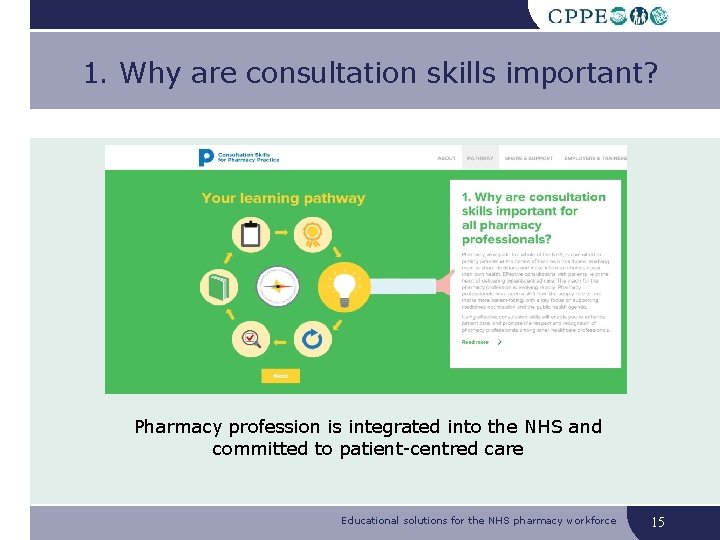 1. Why are consultation skills important? Pharmacy profession is integrated into the NHS and 1. Why are consultation skills important? Pharmacy profession is integrated into the NHS and