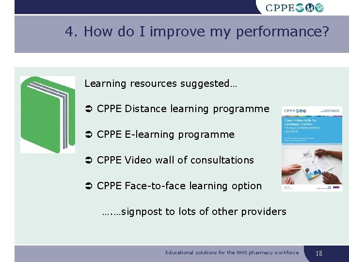 4. How do I improve my performance? Learning resources suggested… CPPE Distance learning programme 4. How do I improve my performance? Learning resources suggested… CPPE Distance learning programme