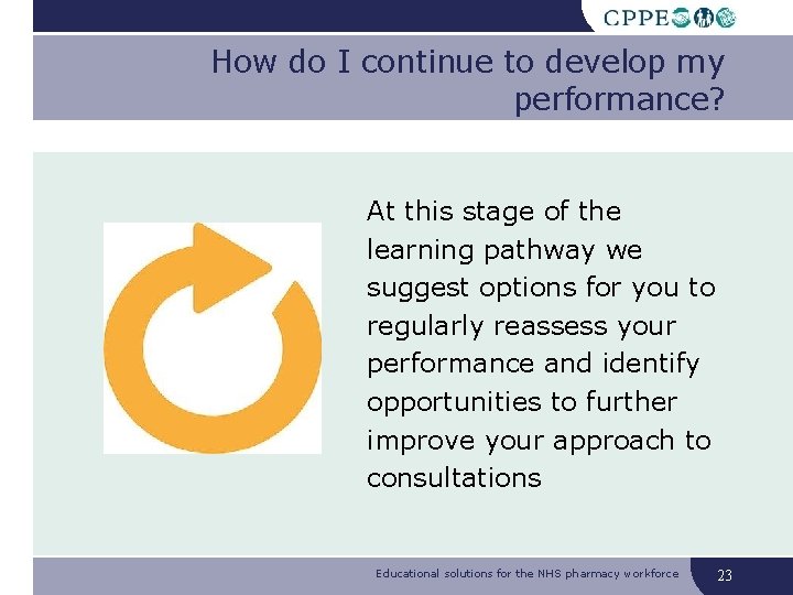 How do I continue to develop my performance? At this stage of the learning How do I continue to develop my performance? At this stage of the learning