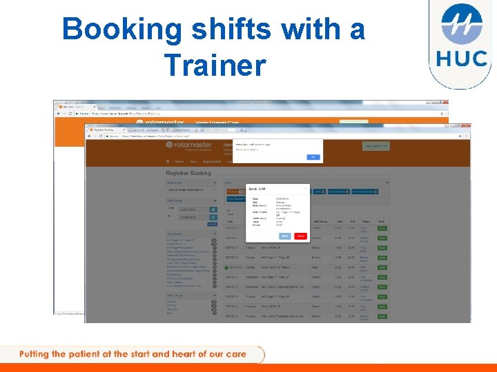 Booking shifts with a Trainer 