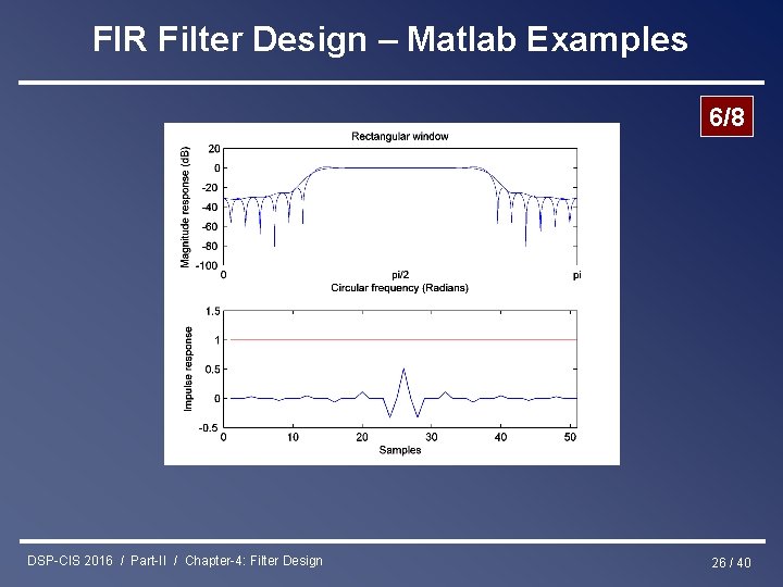 FIR Filter Design – Matlab Examples 6/8 DSP-CIS 2016 / Part-II / Chapter-4: Filter