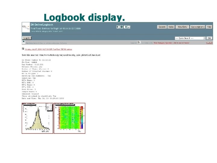 Logbook display. 