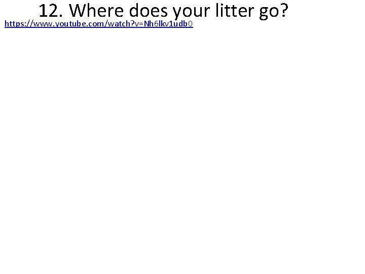 12. Where does your litter go? https: //www. youtube. com/watch? v=Nh 6 lkv 1