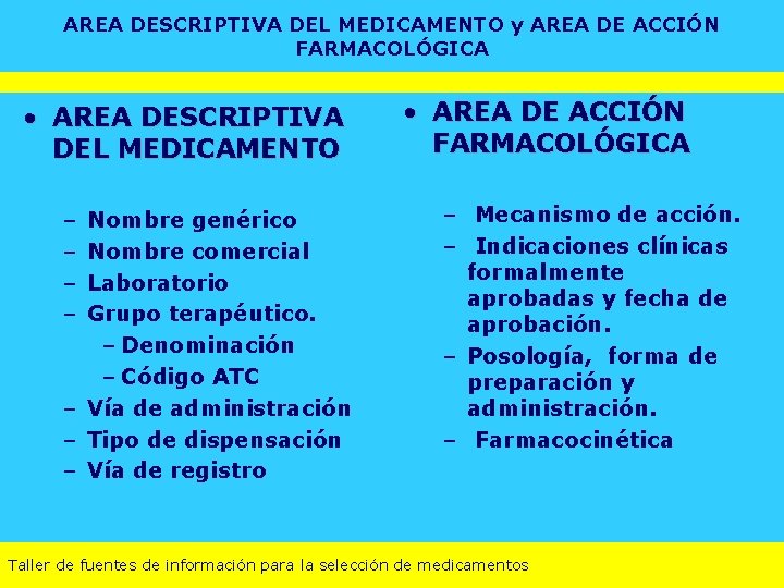 AREA DESCRIPTIVA DEL MEDICAMENTO y AREA DE ACCIÓN FARMACOLÓGICA • AREA DESCRIPTIVA DEL MEDICAMENTO