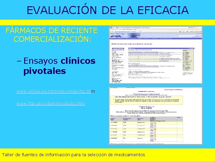 EVALUACIÓN DE LA EFICACIA FÁRMACOS DE RECIENTE COMERCIALIZACIÓN: – Ensayos clínicos pivotales www. emea.