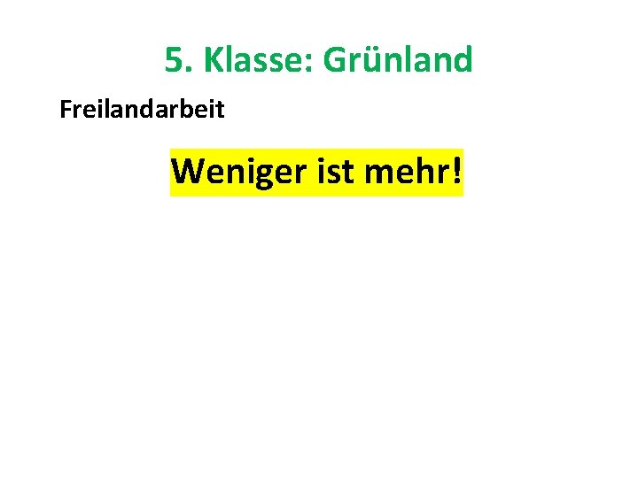 5. Klasse: Grünland Freilandarbeit Weniger ist mehr! 