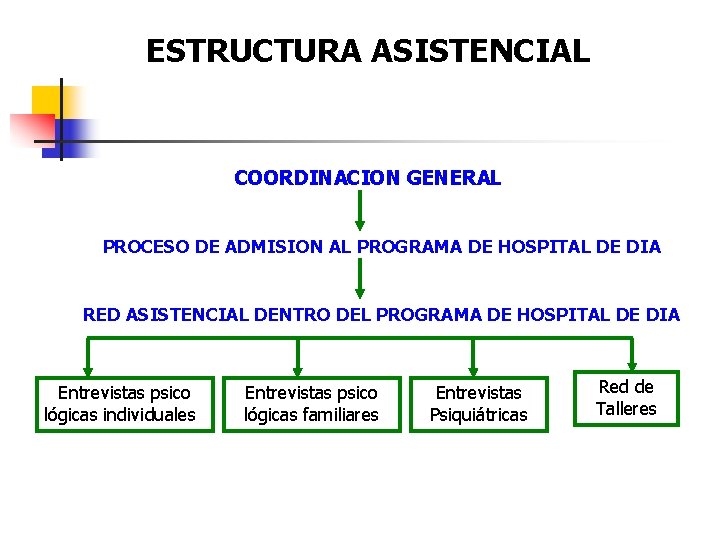 ESTRUCTURA ASISTENCIAL COORDINACION GENERAL PROCESO DE ADMISION AL PROGRAMA DE HOSPITAL DE DIA RED