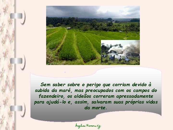 Sem saber sobre o perigo que corriam devido à subida da maré, mas preocupados