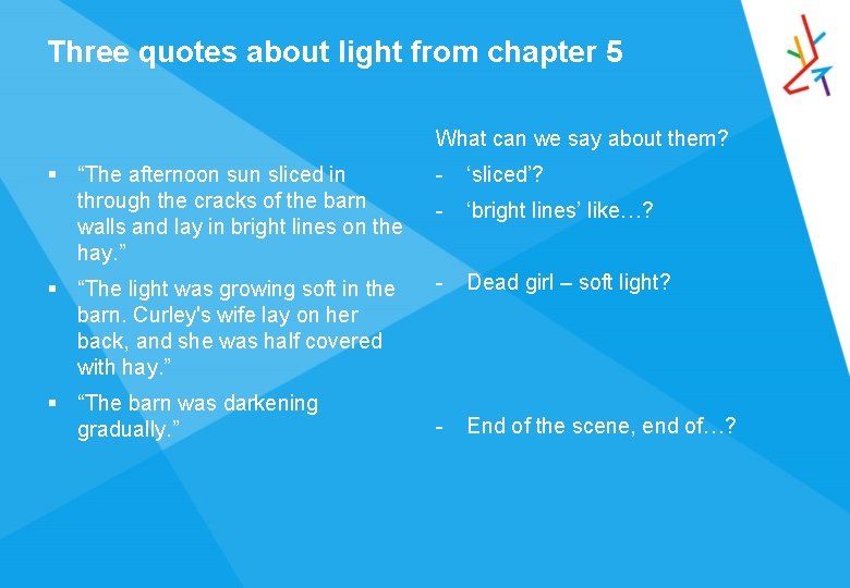 Three quotes about light from chapter 5 What can we say about them? §