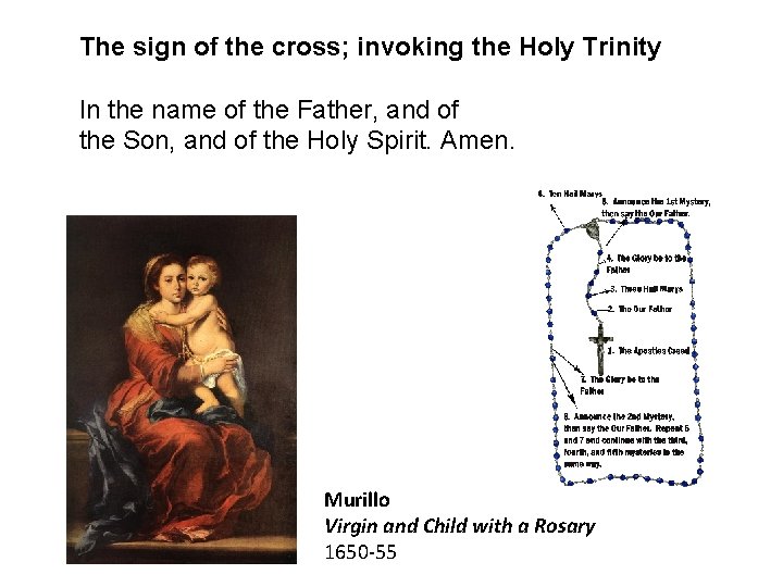 The sign of the cross; invoking the Holy Trinity In the name of the