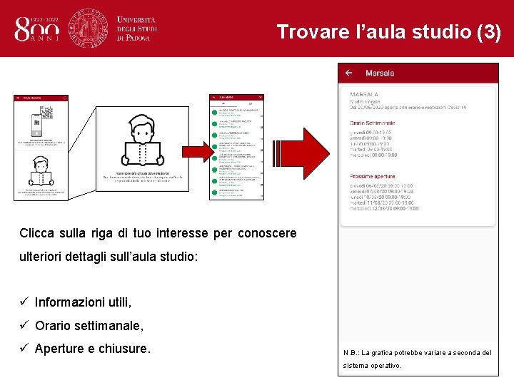 Trovare l’aula studio (3) Clicca sulla riga di tuo interesse per conoscere ulteriori dettagli