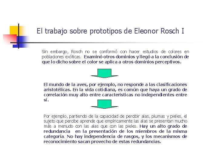 El trabajo sobre prototipos de Eleonor Rosch I Sin embargo, Rosch no se conformó