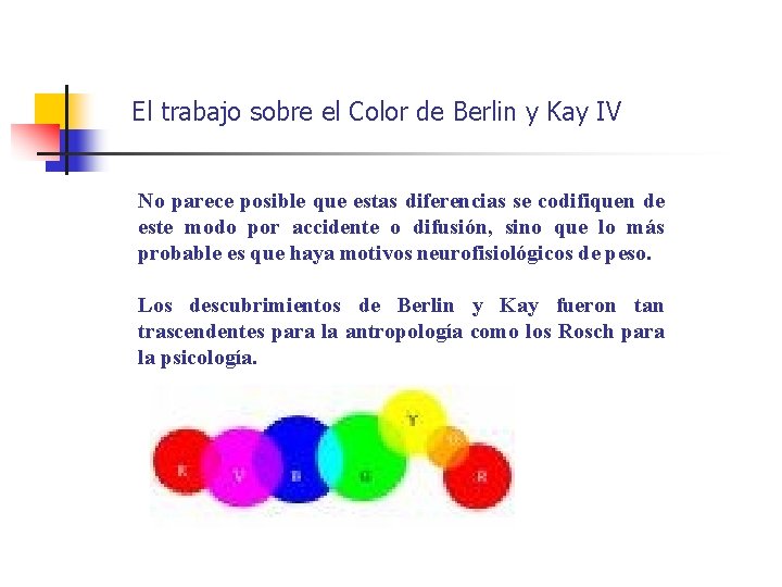 El trabajo sobre el Color de Berlin y Kay IV No parece posible que