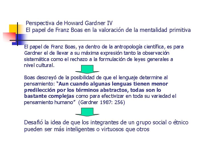 Perspectiva de Howard Gardner IV El papel de Franz Boas en la valoración de