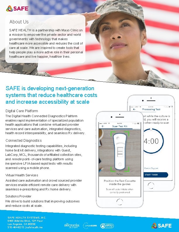 About Us SAFE HEALTH is a partnership with Mayo Clinic on a mission to About Us SAFE HEALTH is a partnership with Mayo Clinic on a mission to